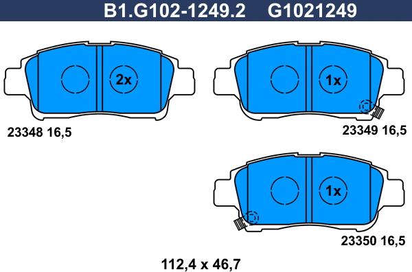 Galfer B1.G102-1249.2 - Brake Pad Set, disc brake www.autospares.lv