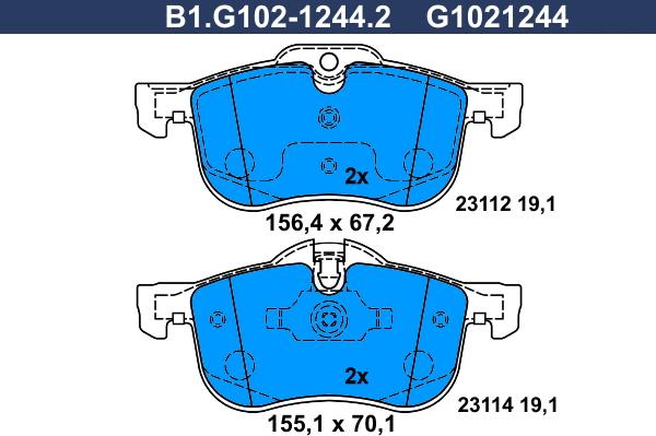 Galfer B1.G102-1244.2 - Bremžu uzliku kompl., Disku bremzes www.autospares.lv