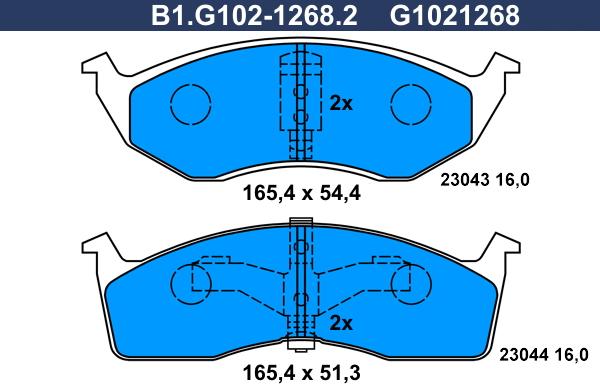 Galfer B1.G102-1268.2 - Bremžu uzliku kompl., Disku bremzes autospares.lv