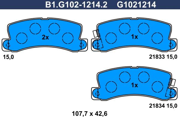 Galfer B1.G102-1214.2 - Bremžu uzliku kompl., Disku bremzes autospares.lv