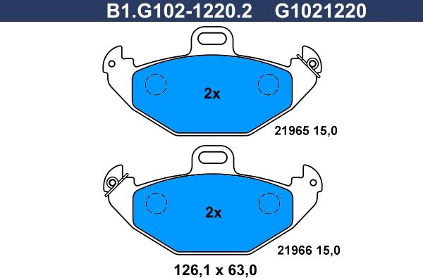 Galfer B1.G102-1220.2 - Bremžu uzliku kompl., Disku bremzes autospares.lv