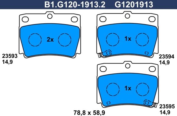 Galfer B1.G120-1913.2 - Bremžu uzliku kompl., Disku bremzes www.autospares.lv