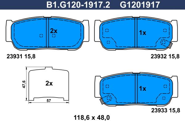 Galfer B1.G120-1917.2 - Bremžu uzliku kompl., Disku bremzes autospares.lv