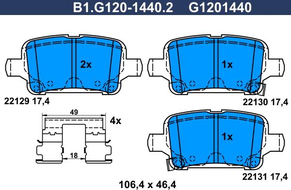 Galfer B1.G120-1440.2 - Bremžu uzliku kompl., Disku bremzes autospares.lv