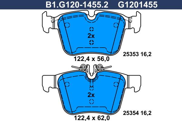 Galfer B1.G120-1455.2 - Bremžu uzliku kompl., Disku bremzes autospares.lv