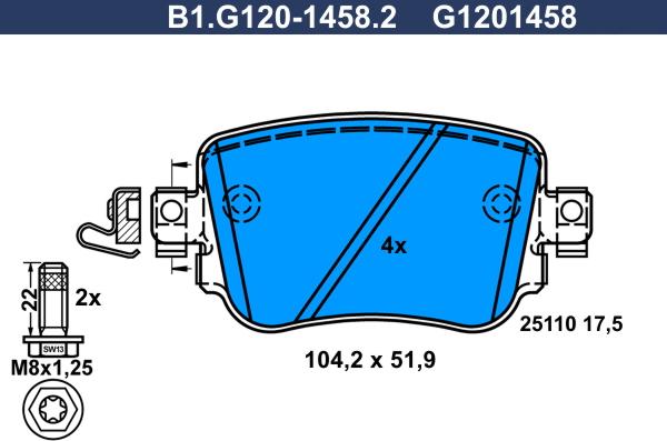 Galfer B1.G120-1458.2 - Bremžu uzliku kompl., Disku bremzes autospares.lv