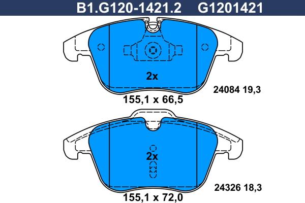 Galfer B1.G120-1421.2 - Bremžu uzliku kompl., Disku bremzes www.autospares.lv