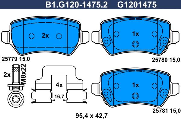 Galfer B1.G120-1475.2 - Bremžu uzliku kompl., Disku bremzes autospares.lv