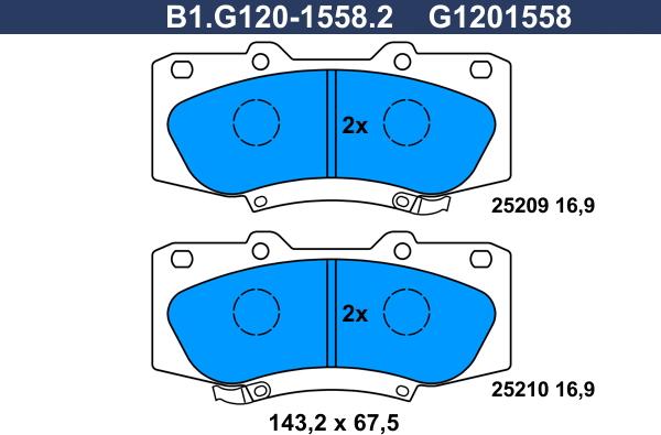 Galfer B1.G120-1558.2 - Brake Pad Set, disc brake www.autospares.lv