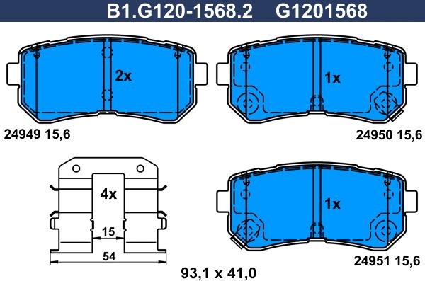 Galfer B1.G120-1568.2 - Bremžu uzliku kompl., Disku bremzes autospares.lv