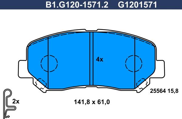 Galfer B1.G120-1571.2 - Brake Pad Set, disc brake www.autospares.lv