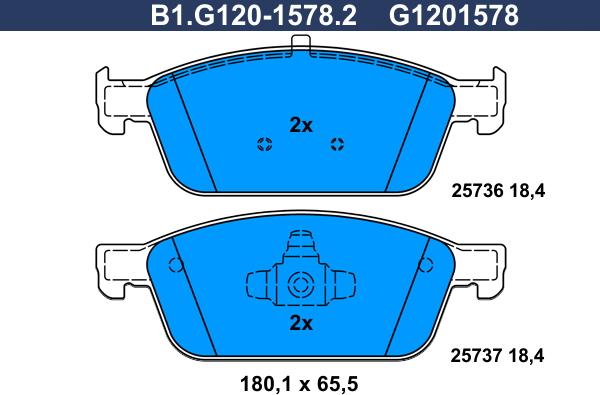 Galfer B1.G120-1578.2 - Тормозные колодки, дисковые, комплект www.autospares.lv