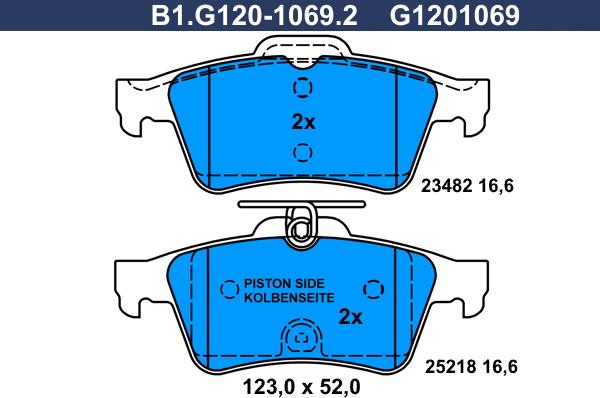 Galfer B1.G120-1069.2 - Bremžu uzliku kompl., Disku bremzes www.autospares.lv