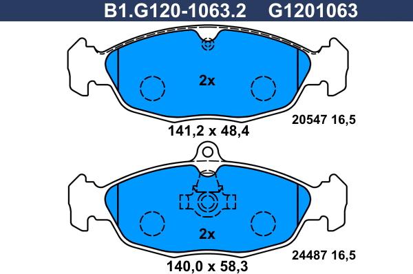 Galfer B1.G120-1063.2 - Brake Pad Set, disc brake www.autospares.lv