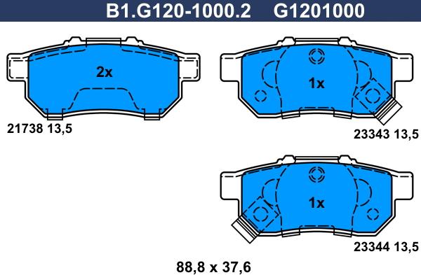 Galfer B1.G120-1000.2 - Bremžu uzliku kompl., Disku bremzes www.autospares.lv