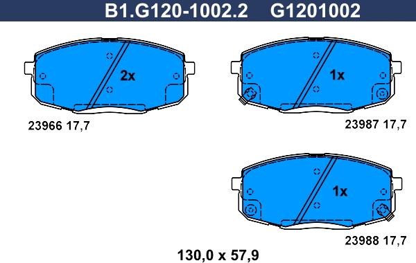 Galfer B1.G120-1002.2 - Bremžu uzliku kompl., Disku bremzes autospares.lv