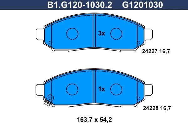 Galfer B1.G120-1030.2 - Bremžu uzliku kompl., Disku bremzes www.autospares.lv