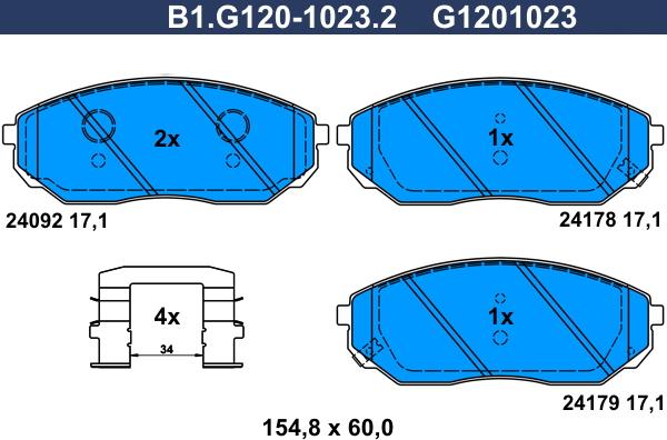 Galfer B1.G120-1023.2 - Bremžu uzliku kompl., Disku bremzes www.autospares.lv