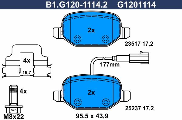 Galfer B1.G120-1114.2 - Bremžu uzliku kompl., Disku bremzes autospares.lv