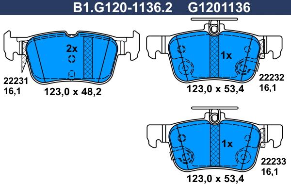 Galfer B1.G120-1136.2 - Brake Pad Set, disc brake www.autospares.lv