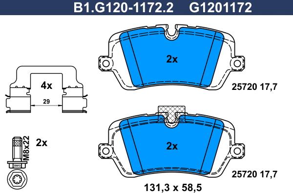 Galfer B1.G120-1172.2 - Bremžu uzliku kompl., Disku bremzes www.autospares.lv