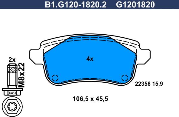 Galfer B1G12018202 - Bremžu uzliku kompl., Disku bremzes autospares.lv