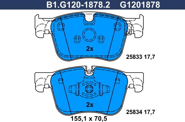 Galfer B1.G120-1878.2 - Bremžu uzliku kompl., Disku bremzes autospares.lv