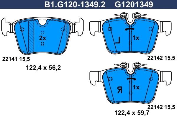 Galfer B1.G120-1349.2 - Bremžu uzliku kompl., Disku bremzes www.autospares.lv