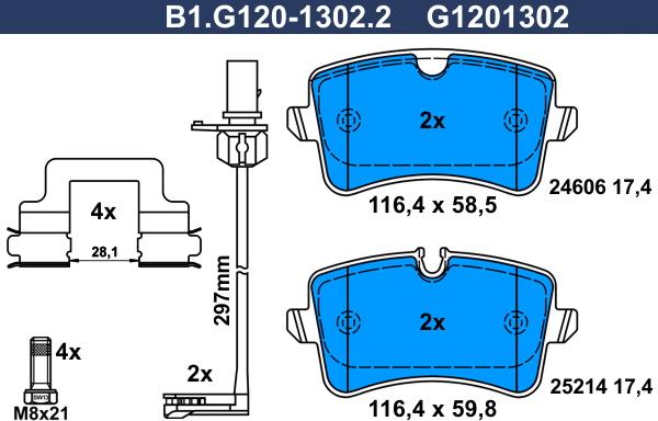 Galfer B1.G120-1302.2 - Brake Pad Set, disc brake www.autospares.lv