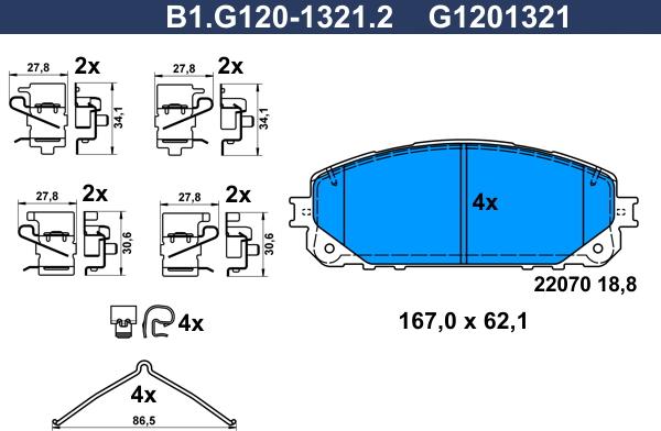 Galfer B1.G120-1321.2 - Bremžu uzliku kompl., Disku bremzes autospares.lv