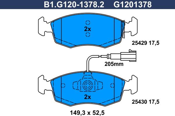 Galfer B1.G120-1378.2 - Bremžu uzliku kompl., Disku bremzes autospares.lv