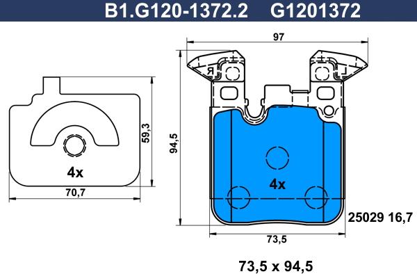 Galfer B1.G120-1372.2 - Bremžu uzliku kompl., Disku bremzes www.autospares.lv