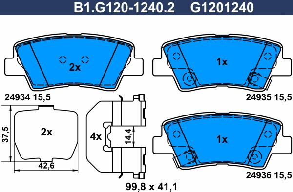 Galfer B1.G120-1240.2 - Bremžu uzliku kompl., Disku bremzes autospares.lv