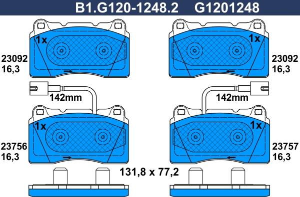 Galfer B1.G120-1248.2 - Bremžu uzliku kompl., Disku bremzes autospares.lv