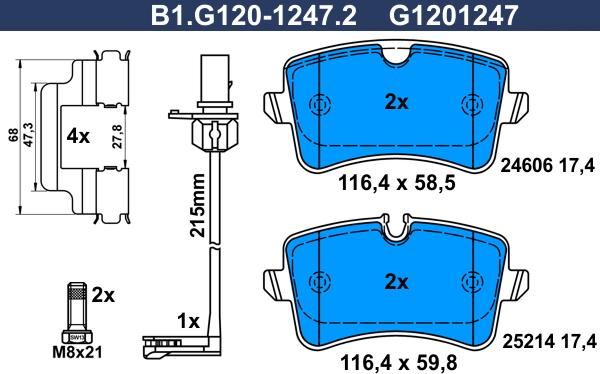 Galfer B1.G120-1247.2 - Bremžu uzliku kompl., Disku bremzes autospares.lv