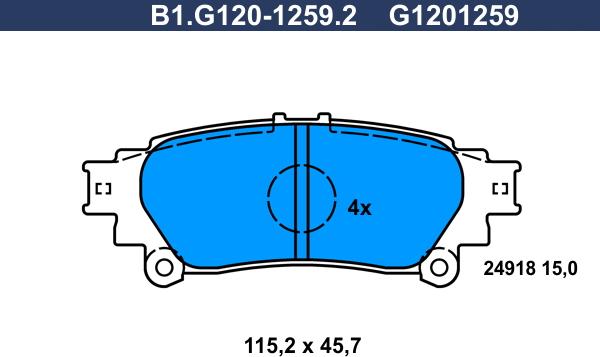 Galfer B1.G120-1259.2 - Bremžu uzliku kompl., Disku bremzes autospares.lv