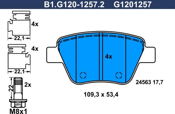 Galfer B1.G120-1257.2 - Тормозные колодки, дисковые, комплект www.autospares.lv