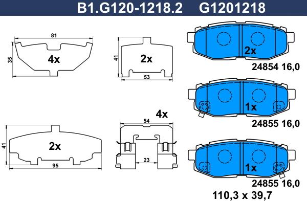 Galfer B1.G120-1218.2 - Bremžu uzliku kompl., Disku bremzes www.autospares.lv