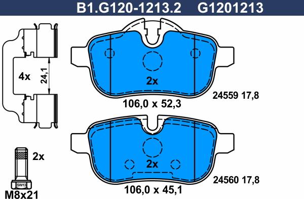 Galfer B1.G120-1213.2 - Bremžu uzliku kompl., Disku bremzes www.autospares.lv