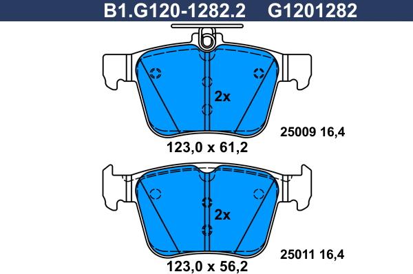 Galfer B1.G120-1282.2 - Тормозные колодки, дисковые, комплект www.autospares.lv