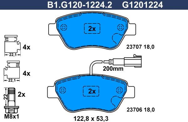 Galfer B1.G120-1224.2 - Bremžu uzliku kompl., Disku bremzes autospares.lv