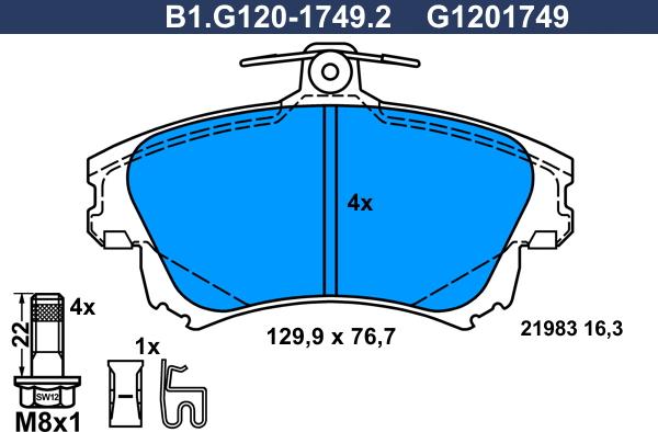 Galfer B1.G120-1749.2 - Bremžu uzliku kompl., Disku bremzes autospares.lv