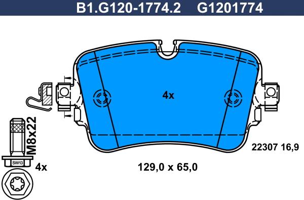 Galfer B1G12017742 - Bremžu uzliku kompl., Disku bremzes www.autospares.lv