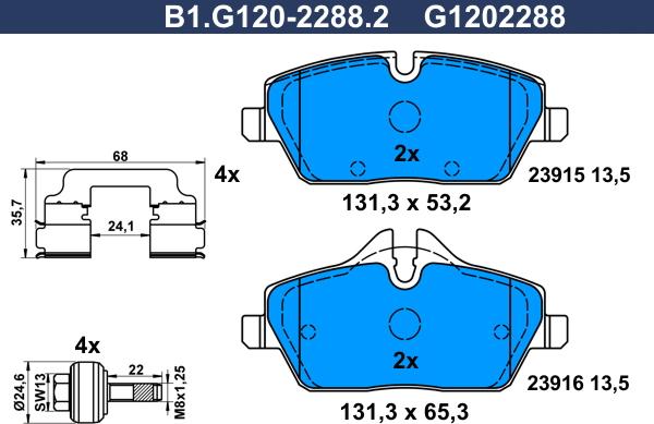 Galfer B1.G120-2288.2 - Bremžu uzliku kompl., Disku bremzes autospares.lv