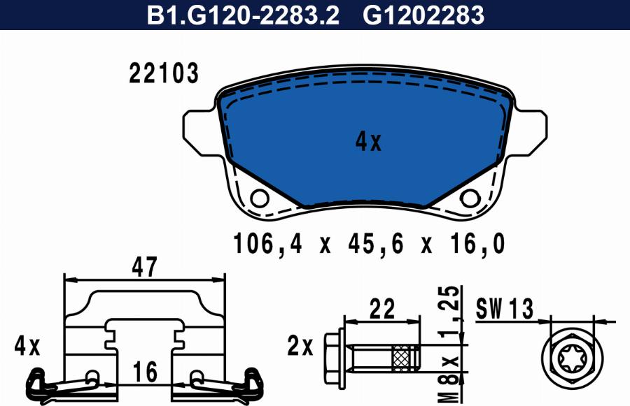 Galfer B1.G120-2283.2 - Bremžu uzliku kompl., Disku bremzes autospares.lv