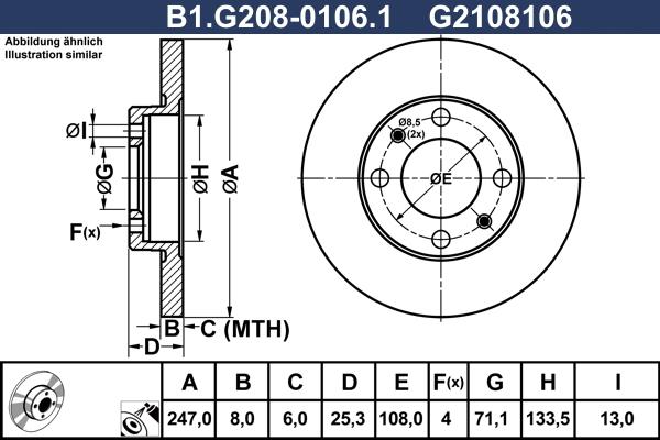 Galfer B1.G208-0106.1 - Bremžu diski autospares.lv