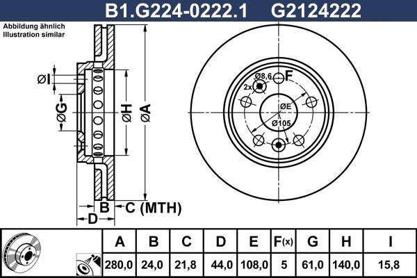 Galfer B1.G224-0222.1 - Bremžu diski www.autospares.lv