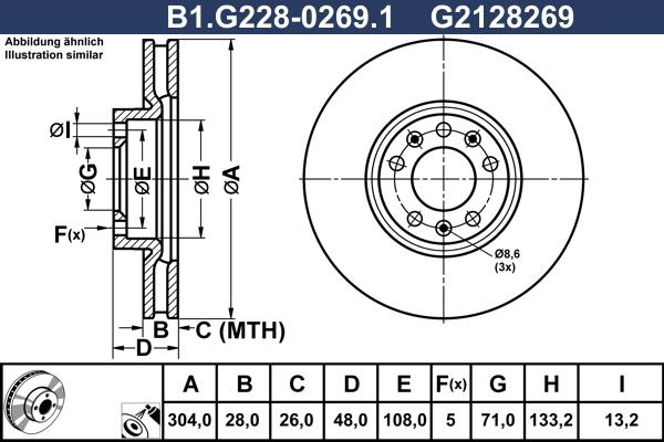 Galfer B1.G228-0269.1 - Bremžu diski autospares.lv