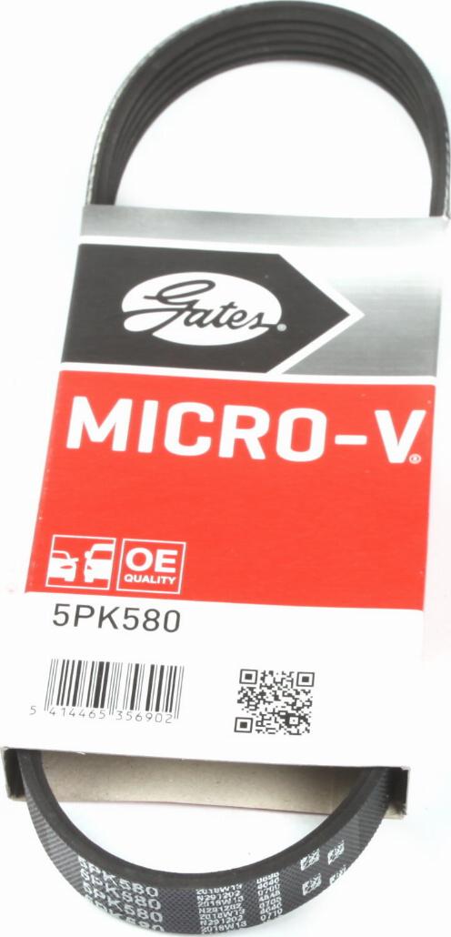 Gates 5PK580 - Ķīļrievu siksna autospares.lv