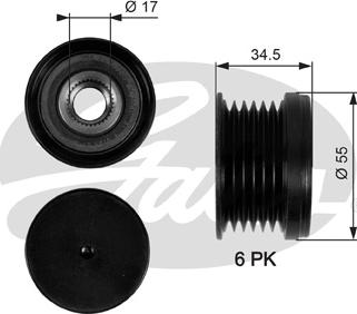 Gates OAP7090 - Шкив генератора, муфта www.autospares.lv